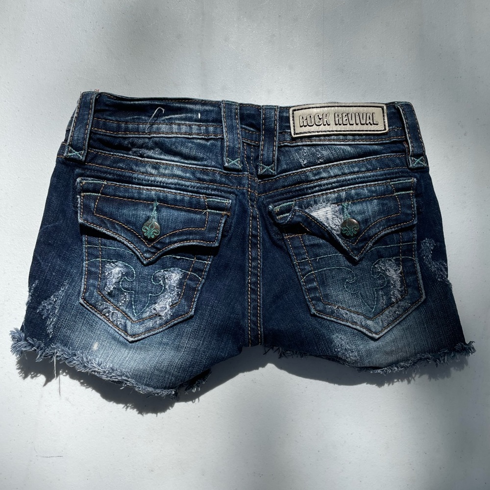 Rock Revival Jessica Blue Jean Shorts Size 25 - Picture 6 of 12